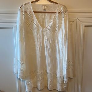 La Blanca Embroidered White Swim Coverup Sz L